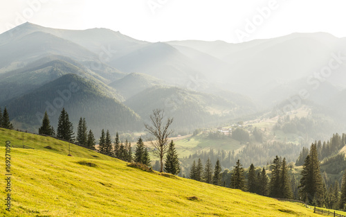 Dekoracja na wymiar  gorska-wioska-w-karpatach-panoramiczny-widok-na-piekne-ukrainskie-wyzyny-latem