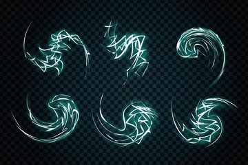 Wall Mural - vector collection of realistic isolated spiral lightnings on the transparent background. concept of 