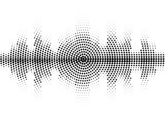 Halftone sound wave black and white pattern.