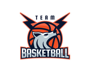 Wall Mural - Modern Professional Isolated Sports Badge Logo - Basketball Wolf Team