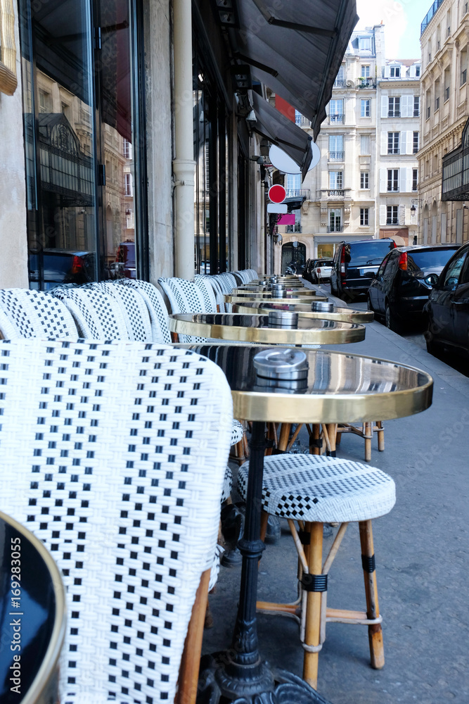 Modern outdoor cafe on sidewalk
