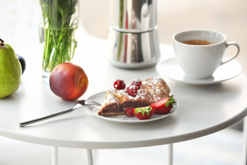 Canvas Print - Table with delicious breakfast at home