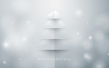 Poster - Abstract christmas tree background. Paper art style