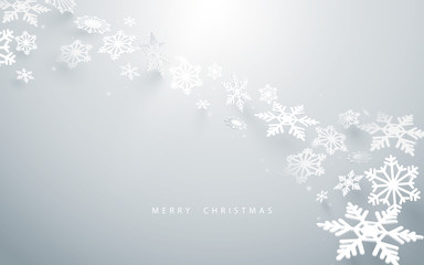 Poster - Merry Christmas and Happy new year. Abstract snowflakes in white background