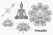 Mandala set and other elements. Vector. Mandala tattoo. , boho style, kaleidoscope, medallion, yoga, india, Arabic. circular pattern, sketch for tattoo
