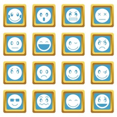 Canvas Print - Emoticon icons azure
