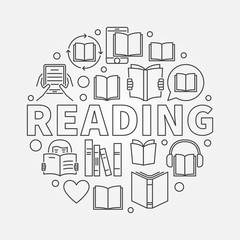 Wall Mural - Reading round line illustration