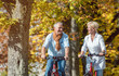 Senioren auf Fahrrad machen Tour im Park