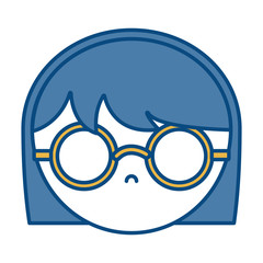 girl with glasses icon over white background vector illustration