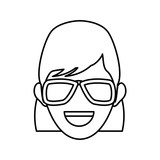 Fototapeta  - character woman head person image contour vector illustration