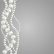 Abstract vector background with beautiful 3D shiny natural white pearl garlands of beads. Set for celebratory design, Christmas decorations. wedding theme. Vector illustration.
