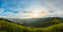 Mountain Valley During Sunset. Natural Summer Landscape In Hong Kong