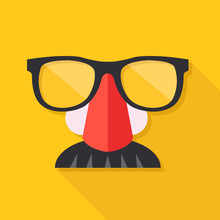 Disguise Mask. Mask With Glasses Fake Nose And Mustache. Vector Illustration