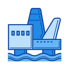 Sticker - Offshore platform vector line icon isolated on white background. Offshore platform line icon for infographic, website or app. Blue icon designed on a grid system.