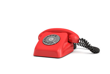 Wall Mural - 3d rendering of an old-fashioned rotary phone isolated on white background.