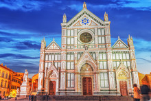 Basilica Of Santa Croce (Basilica Di Santa Croce Di Firenze) On  Holy Cross Square (Piazza Di Santa Croce) In  Florence. Italy.