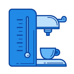 Sticker - Coffee maker vector line icon isolated on white background. Coffee maker line icon for infographic, website or app. Blue icon designed on a grid system.