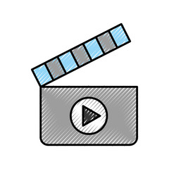 Wall Mural - clapperboard with media player isolated icon vector illustration design