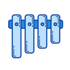 Sticker - Pan flute vector line icon isolated on white background. Pan flute line icon for infographic, website or app. Blue icon designed on a grid system.