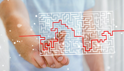 Poster - Businessman searching solution of a complicated maze