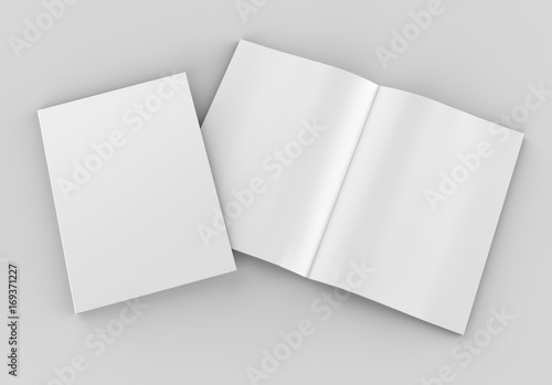 Blank white catalog, magazines,book mock up on grey background Poster
