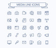 Multimedia vector icons set. Thin line outline 24x24 Grid. Pixel Perfect.Editable stroke.
