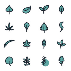 Wall Mural - Vector flat leaf icons set