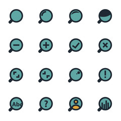 Sticker - Vector flat magnifying glass icons set