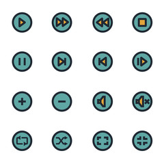 Wall Mural - vector flat media buttons icons set