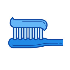 Canvas Print - Toothbrush vector line icon isolated on white background. Toothbrush line icon for infographic, website or app. Blue icon designed on a grid system.