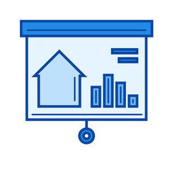 Canvas Print - Real estate market vector line icon isolated on white background. Real estate market line icon for infographic, website or app. Blue icon designed on a grid system.