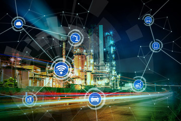 Aufkleber - smart factory and Internet of Things. Sensor network. Factory Automation. conceptual mixed media.
