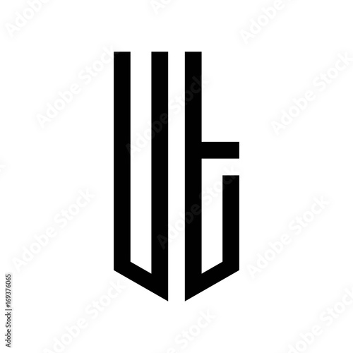Initial Letters Logo Ut Black Monogram Pentagon Shield Shape Buy
