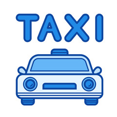 Poster - Taxi service vector line icon isolated on white background. Taxi service line icon for infographic, website or app. Blue icon designed on a grid system.