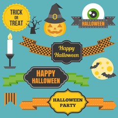 Halloween badge and elements for greeting card, invitation, poster