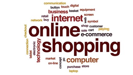 Sticker - Online shopping animated word cloud, text design animation.