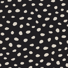 Brush Stroke Ink Random Dots Seamless Vector Pattern. Hand Drawn Black And White Grungy Speckles And Spots Fashionable Texture. Endless Repeated Chic Background For Print, Textile, Or Web.