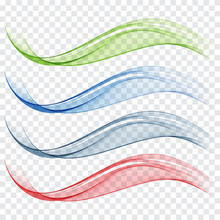 Set Of Abstract Waves. Blue, Green And Red ColorsVector Illustration