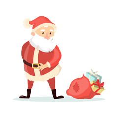 Wall Mural - Santa with bag.