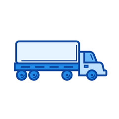 Sticker - Lorry vector line icon isolated on white background. Lorry line icon for infographic, website or app. Blue icon designed on a grid system.