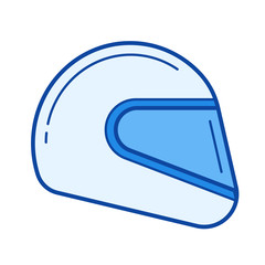 Sticker - Moto helmet vector line icon isolated on white background. Moto helmet line icon for infographic, website or app. Blue icon designed on a grid system.