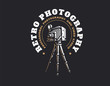 Retro photo camera logo - vector illustration. Vintage emblem design