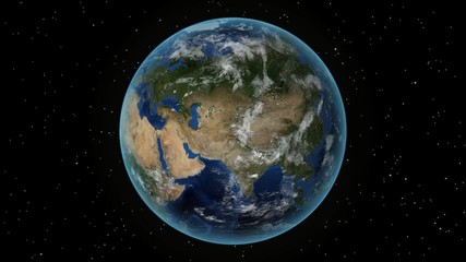 Wall Mural - Germany. 3D Earth in space - zoom in on Germany outlined. Star sky background