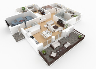 3d render of furnished home apartment