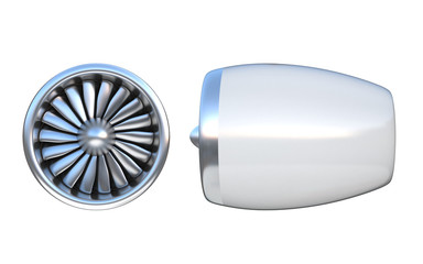 Jet engine front and side view 3d rendering