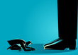 © rudall30 - Businessman kneel down under giant feet