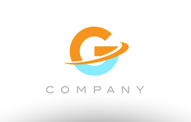 G orange blue logo icon alphabet design