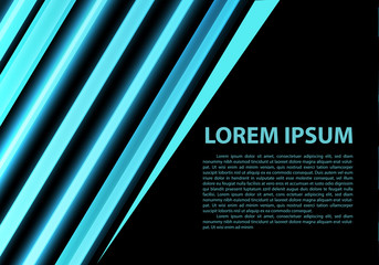 Wall Mural - Blue light neon on balck blank space wiht simple text design modern futurisitc artwork background vector illustration.