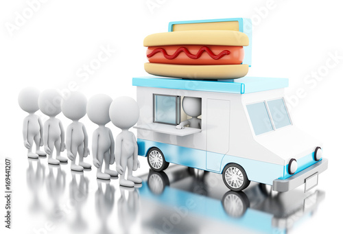 3d Hot Dog Food Truck With White People Waiting In Line Buy This Stock Illustration And Explore Similar Illustrations At Adobe Stock Adobe Stock