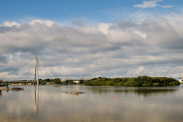 Wall Mural - Rowing on river in Southport, Britain